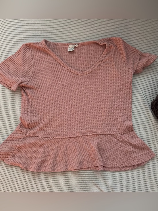 Paper Crane Tops - Pink Textured Short Sleeve Top
